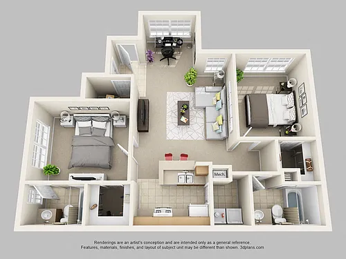 Floor plan 2 Bedroom 2 Bath Market