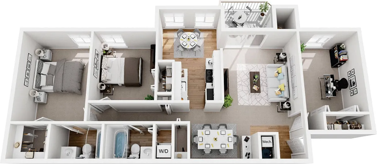 Floor plan 2 Bedroom 2 Bath Den Renovated