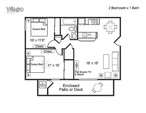 Floor plan 2x1 Furnished