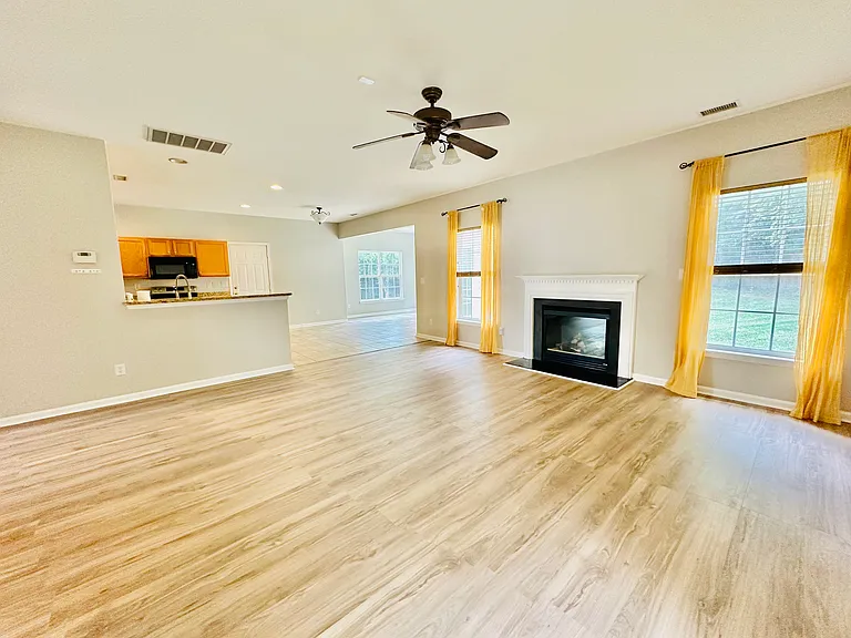Family room opens to the kitchen and sunroom