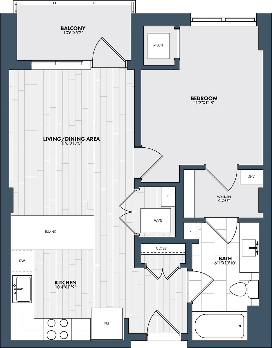 Floor plan 1 Bed/1 Bath-A1-3