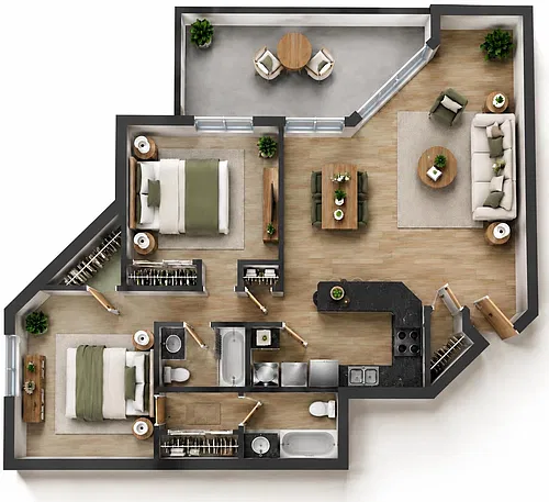 Floor plan 2 Bedroom 2 Bathroom - Large