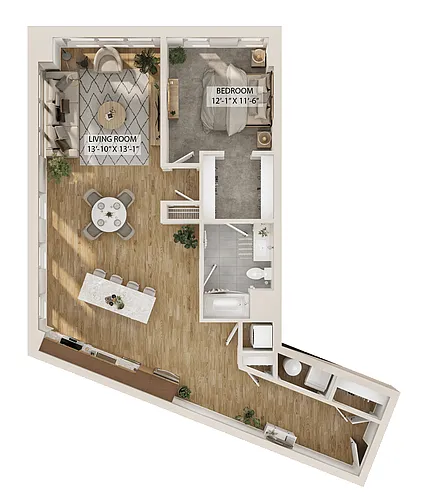 Floor plan 1 Bed/1 Bath-A5