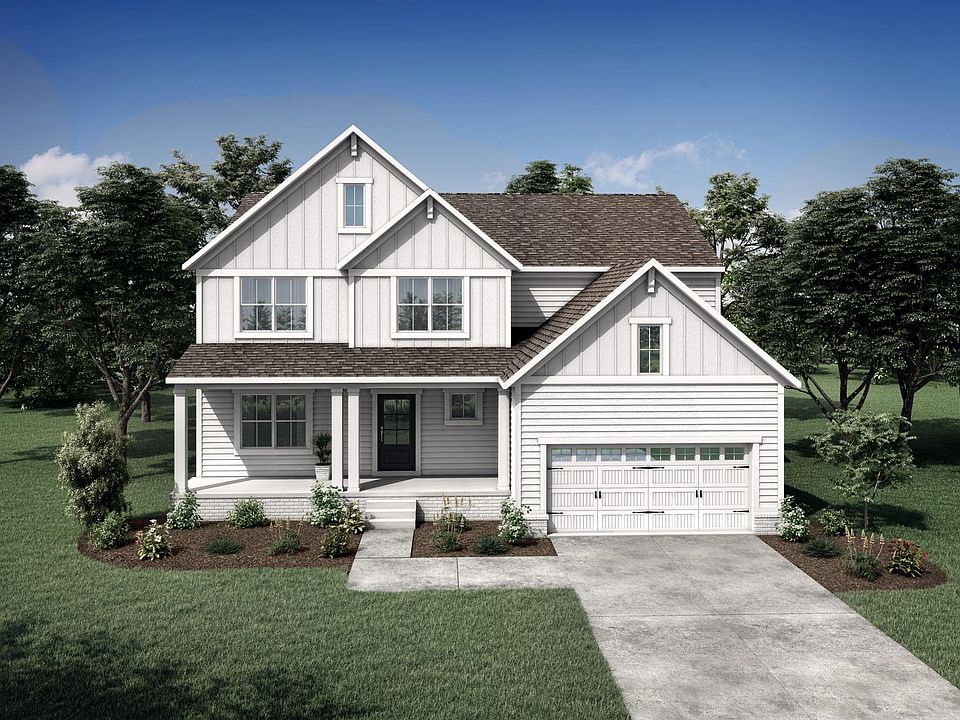 brick, siding, board and batten house