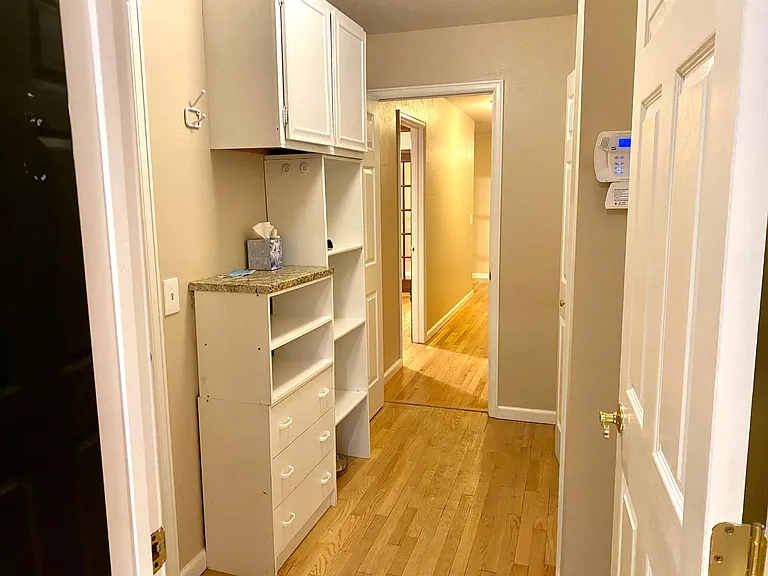 Laundry room and area you enter into from the garage. Additional pantry space is behind the door to the right.