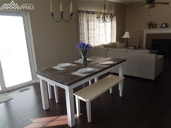 View of the dining area with the walk-out to the back patio