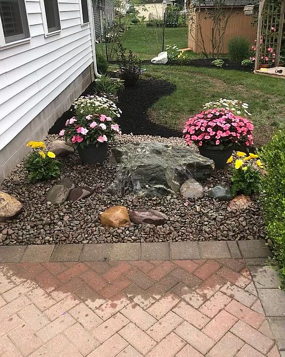 Patio & landscaped yard