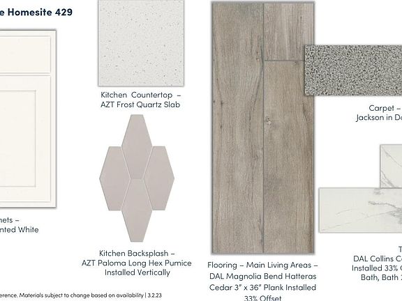 Design selections for homesite 429 at Highland Sage.