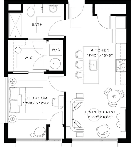 Floor plan One Bedroom - Affordable