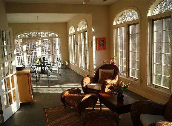 Bright and Airy Sun Room w/ Slate Flooring