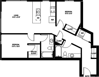 Floor plan Two Bedroom B3