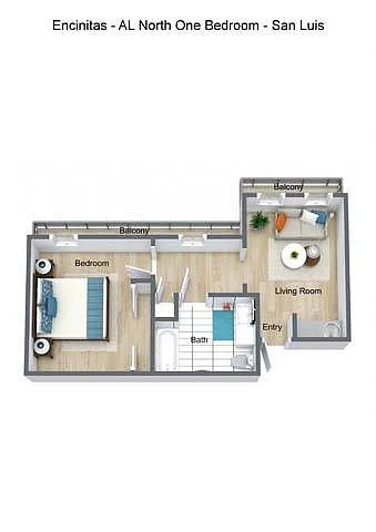Floor plan One Bedroom/One Bath - A1V