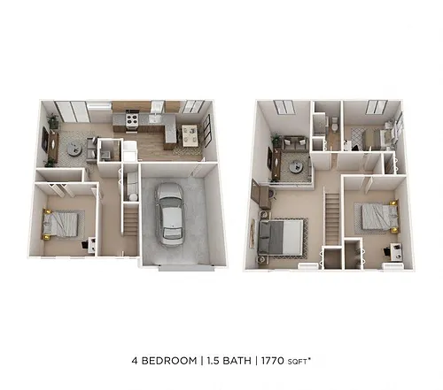 Floor plan Four Bedroom 1.5 Bath