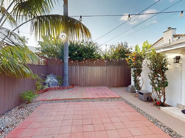 patio view from "casita" with main cottage on the right
