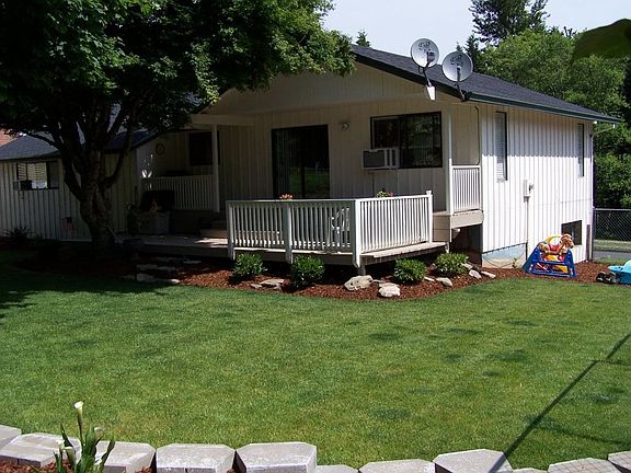 Backyard, deck, back of house