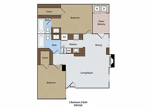 Floor plan 2 BR 2 BA