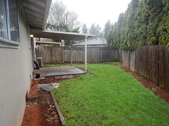 fenced back yard