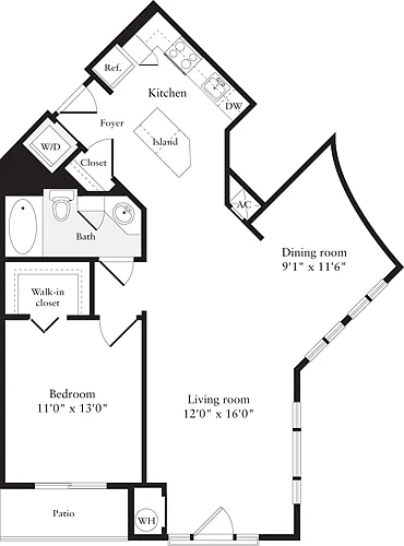 Floor plan 1 Bedroom L