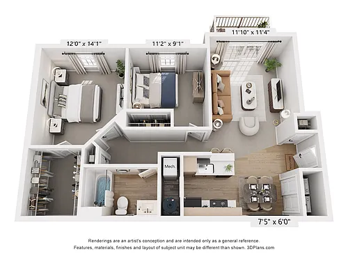 Floor plan 2B1B Gold