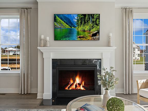 Cozy fireplace in great room