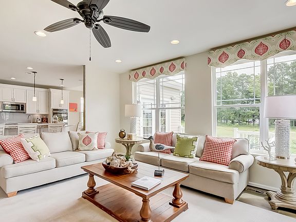 Family room with wall of windows
