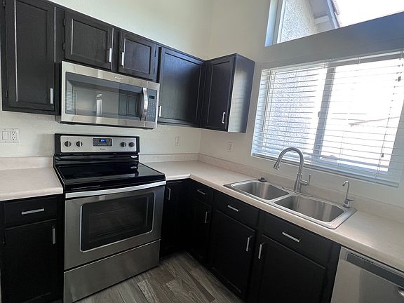 Kitchen with stainless steel appliances