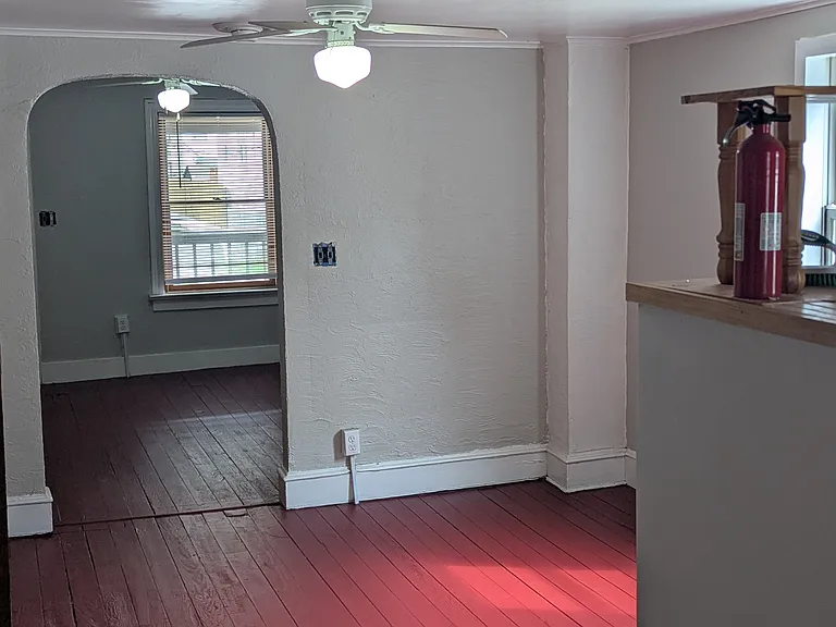 Dining Room, into living room and out front window.