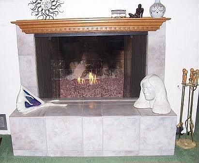 Fireplace:gas in stones