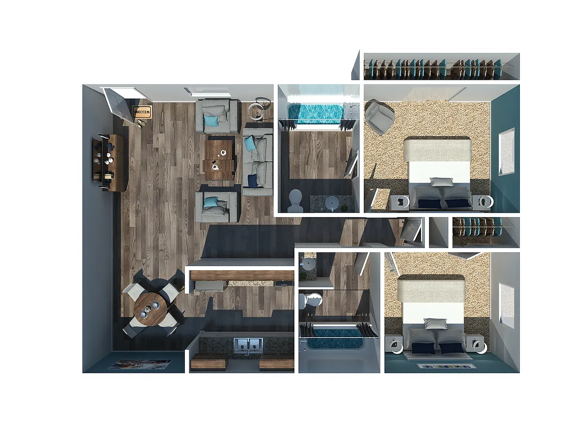 Floor plan 2 Bedroom 2 Bath