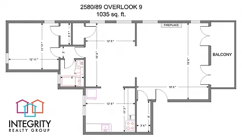 Floor plan 2580 Overlook to 2589 EHB, 1 Bedroom 1 Bath