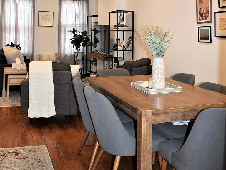 Dining area facing living area