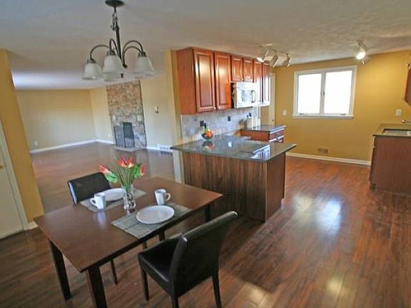 Kitchen overlooks dining
