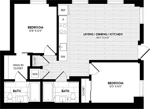 Floor plan A2 Go Loft - 2 Bed/2 Bath