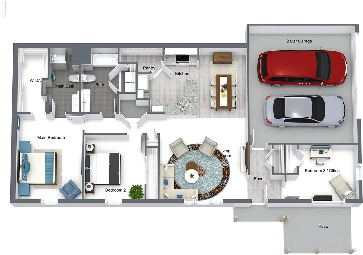 Floor plan Village West - 3Bed/2 Bath/2 Car Attached Garage
