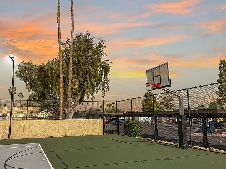 The new community basketball and tennis courts are now complete and ready for you to enjoy! While there isn't a gym on-site, you can stay active and get a great workout outdoors on the basketball and tennis courts!