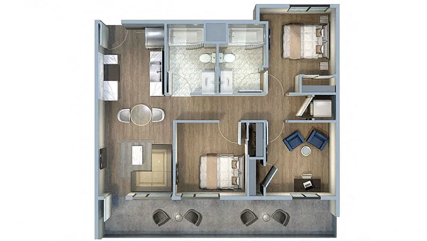 Floor plan 3 Bed/2 Bath-3D