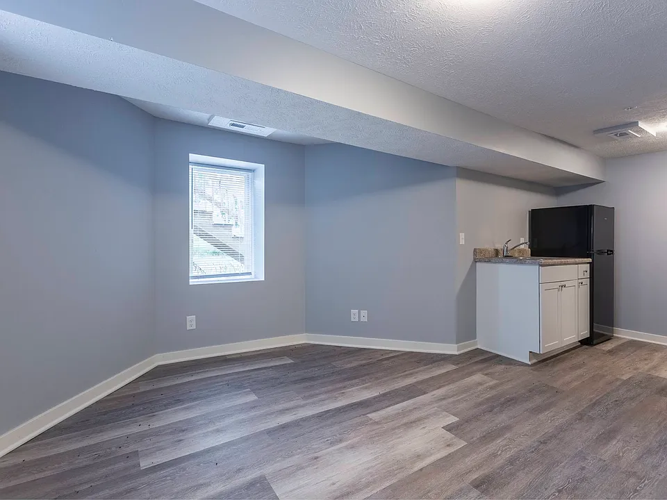 Open concept living room and kitchen.