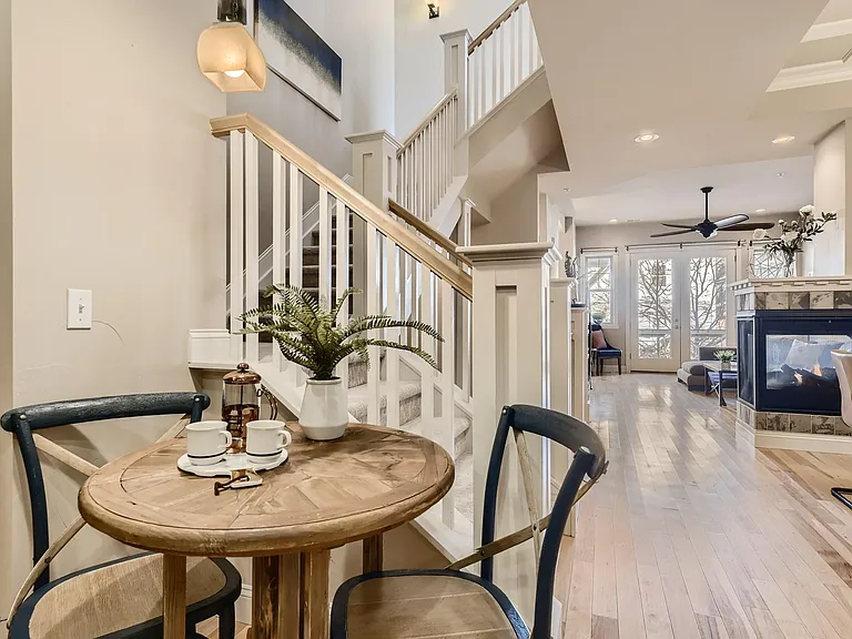 View from kitchen looking to front door/balcony.