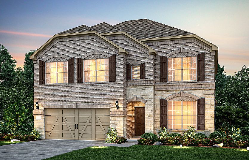 The Caldwell, a two-story home with 2-car garage, shown as Home Exterior C