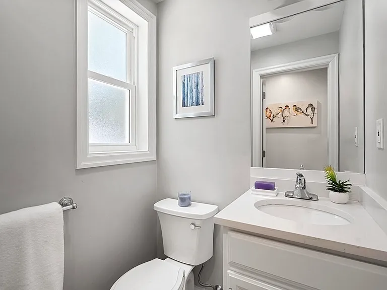 Toilet and sink in the first floor to provide the family with convenience. Bathroom has a window to fresh the air.