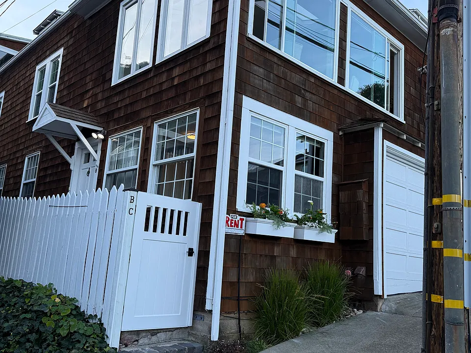 Outside- Brown Shingle/White Trim