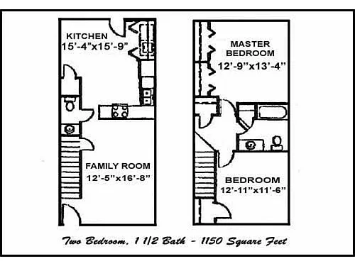 Floor plan 2 Beds 1.5 Baths