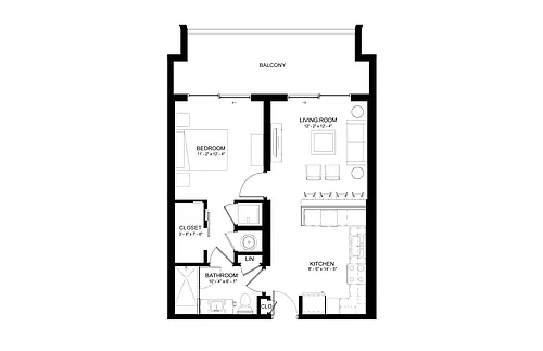 Floor plan 1 Bed/1 Bath-A4