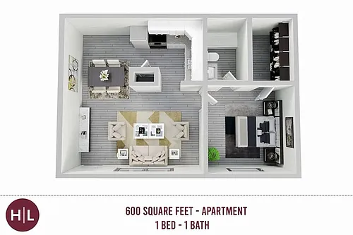Floor plan 1 bedroom 1 bath