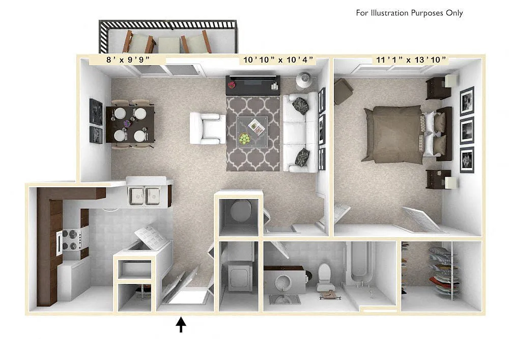 Floor plan The Harrison 1 BR 1 BA