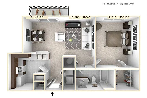 Floor plan The Harrison 1 BR 1 BA