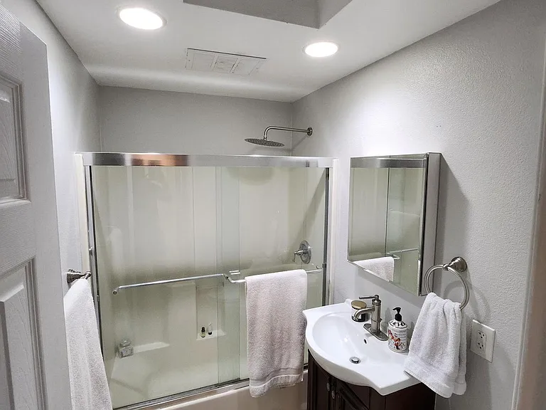 Guest bathroom with skylight