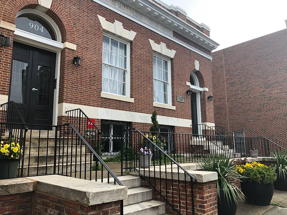 Front of building.