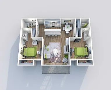 Floor plan 2 Bedroom 2 Bathroom