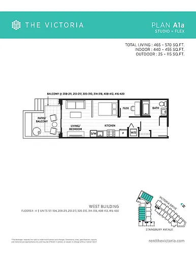 Floor plan Studio & Flex @ $1842 with Month Free